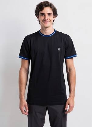 Tricou broderie mâneci scurte negru CAMBERABERO bărbat