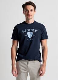 Tricou broderie mâneci scurte albastru CAMBERABERO bărbat