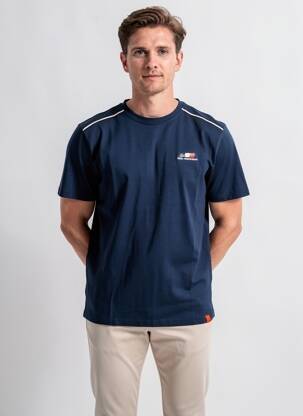 Tricou broderie mâneci scurte albastru CAMBERABERO bărbat