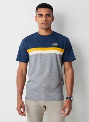 Tricou țesătură melanj mâneci scurte albastru CAMBERABERO bărbat