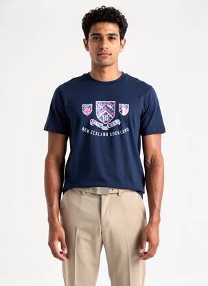 Tricou broderie mâneci scurte albastru CAMBERABERO bărbat