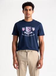 Tricou broderie mâneci scurte albastru CAMBERABERO bărbat