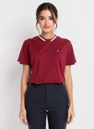 Tricou elasticitate mâneci scurte roșu CAMBERABERO femeie