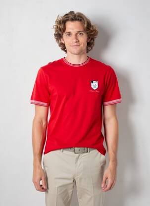 Tricou broderie mâneci scurte roșu CAMBERABERO bărbat