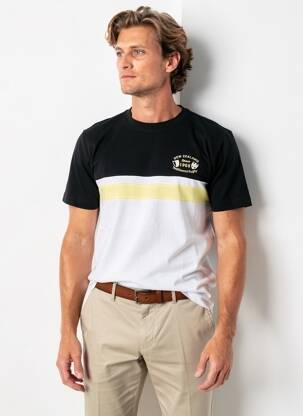 Tricou broderie mâneci scurte negru CAMBERABERO bărbat