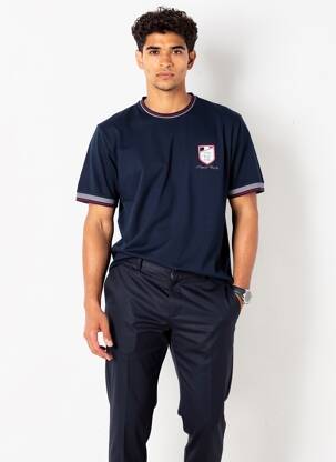 Tricou broderie mâneci scurte albastru CAMBERABERO bărbat