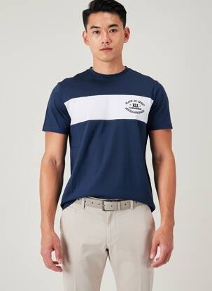 Tricou broderie mâneci scurte albastru CAMBERABERO bărbat