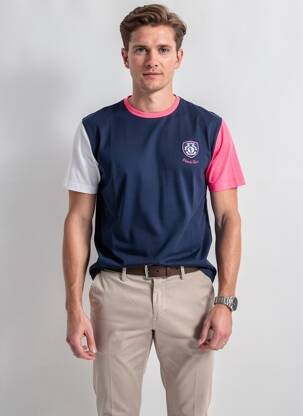 Tricou broderie mâneci scurte albastru CAMBERABERO bărbat