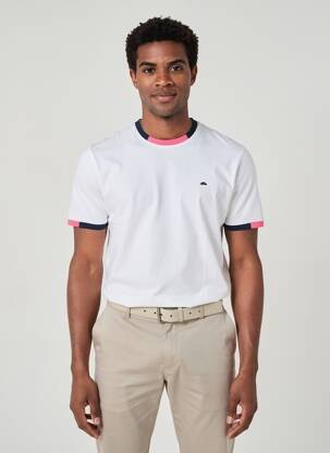 Tricou broderie mâneci scurte alb CAMBERABERO bărbat