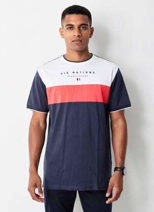 Tricou broderie mâneci scurte albastru CAMBERABERO bărbat