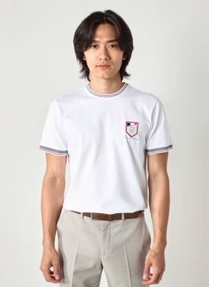 Tricou broderie mâneci scurte alb CAMBERABERO bărbat