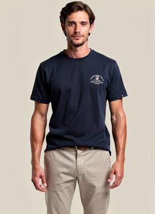 Tricou broderie mâneci scurte albastru CAMBERABERO bărbat