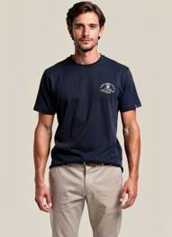 Tricou broderie mâneci scurte albastru CAMBERABERO bărbat