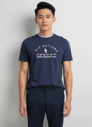 Tricou broderie mâneci scurte albastru CAMBERABERO bărbat