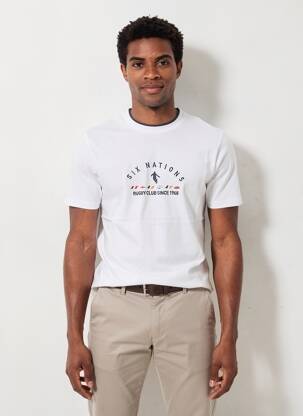 Tricou broderie mâneci scurte alb CAMBERABERO bărbat