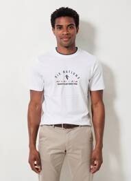 Tricou broderie mâneci scurte alb CAMBERABERO bărbat