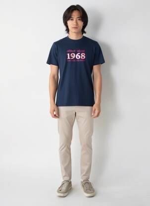 Tricou broderie mâneci scurte albastru CAMBERABERO bărbat