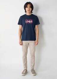 Tricou broderie mâneci scurte albastru CAMBERABERO bărbat