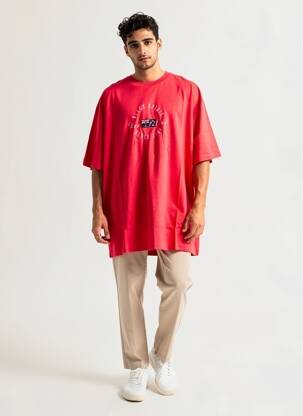 Tricou broderie mâneci scurte roz CAMBERABERO bărbat