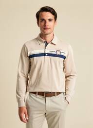 Polo serigrafie mâneci lungi bej CAMBERABERO bărbat