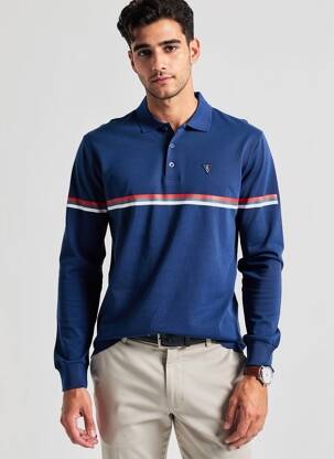 Polo mâneci lungi mâneci lungi albastru CAMBERABERO bărbat
