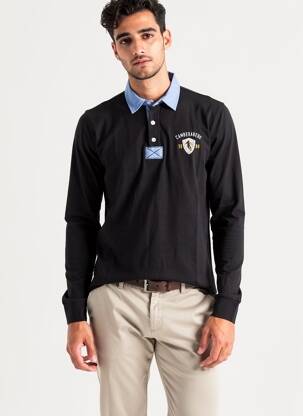 Polo mâneci lungi mâneci lungi negru CAMBERABERO bărbat