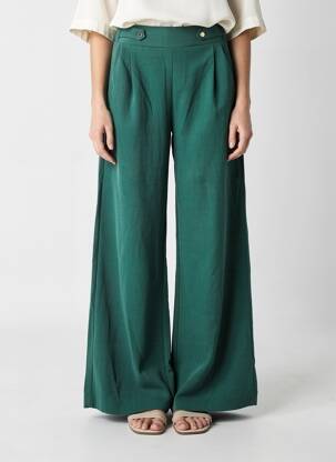 Pantalon larg țesătură crep talie înaltă verde TIFFOSI femeie