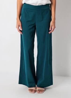 Pantalon larg închidere cu fermoar lateral talie înaltă verde PRINCESSE NOMADE femeie