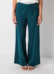 Pantalon larg închidere cu fermoar lateral talie înaltă verde PRINCESSE NOMADE femeie