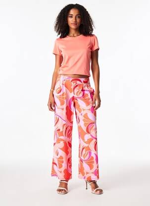 Pantalon larg țesătură crep mărime normală portocalie BETTY BARCLAY femeie