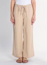 Pantalon larg țesătură poplin mărime normală bej STREET ONE femeie