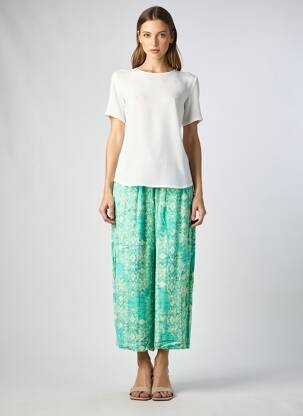Pantalon trei sferturi talie elastică mărime normală verde ORIENTIQUE NATURALLY femeie
