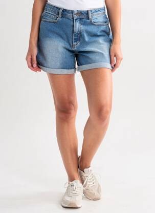 Șort țesătură denim talie înaltă albastru KIABI femeie
