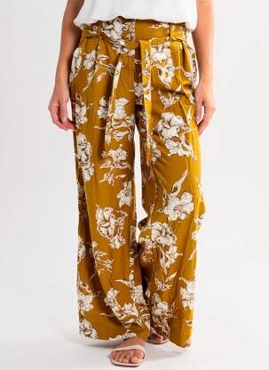 Pantalon larg buzunare mărime normală verde ZARA femeie