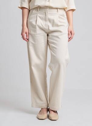 Pantalon drept închidere cu fermoar sub clapetă cu cârlig mărime normală bej MASSIMO DUTTI femeie