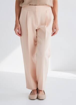 Pantalon drept țesătură crep mărime normală roz CAROLL femeie