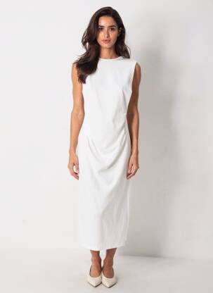 Rochie midi fără mâneci fără mâneci alb ZARA femeie