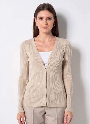 Vestă cu mâneci lungi elasticitate bej PULL AND BEAR femeie
