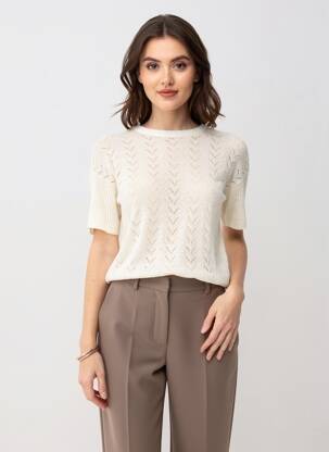 Tricou croială cambrată mâneci scurte bej GRACE & MILA femeie