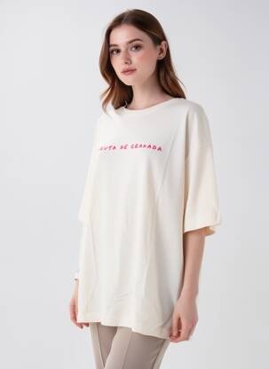 Tricou imprimeu fantezie mâneci scurte alb VERO MODA femeie