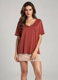 Tricou guler în v mâneci scurte portocaliu VERO MODA femeie