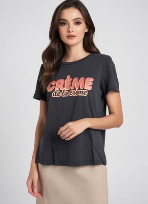 Tricou serigrafie flockată mâneci scurte negru VERO MODA femeie