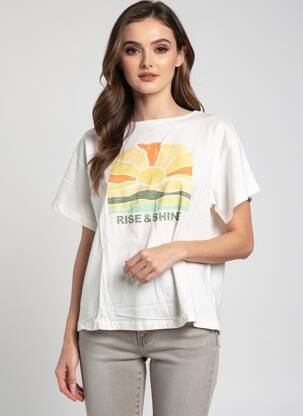 Tricou serigrafie flockată mâneci scurte alb VERO MODA femeie