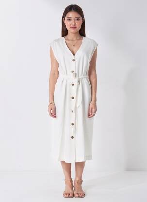 Rochie midi fără mâneci fără mâneci bej B.YOUNG femeie