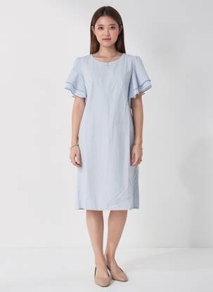 Rochie midi mâneci scurte mâneci scurte albastru GAOS femeie