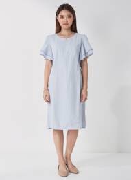 Rochie midi mâneci scurte mâneci scurte albastru GAOS femeie