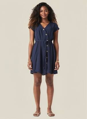 Rochie scurtă croială fluidă mâneci scurte albastru VERO MODA femeie
