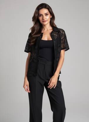 Cămașă croială dreaptă mâneci scurte negru VERO MODA femeie