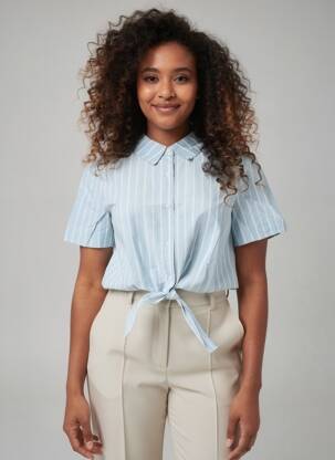 Cămașă țesătură poplin mâneci scurte albastru VERO MODA femeie
