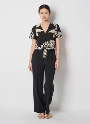 Cămașă țesătură poplin mâneci scurte negru VERO MODA femeie